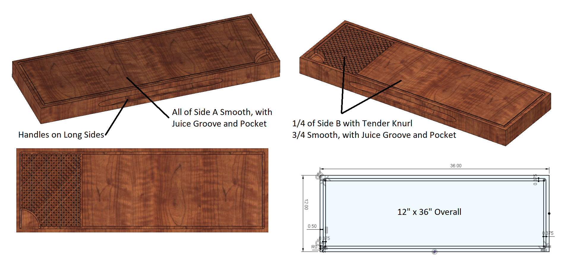 Walnut butcher block cutting board: Large